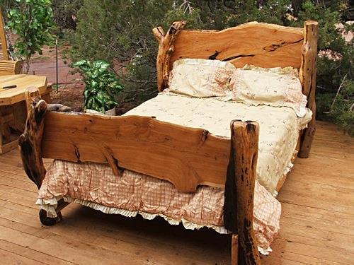 ρουστίκ εξοχικό στυλ σχεδιάζει κρεβάτι ξύλινο πλαίσιο κρεβατιού δυτικό ξύλο