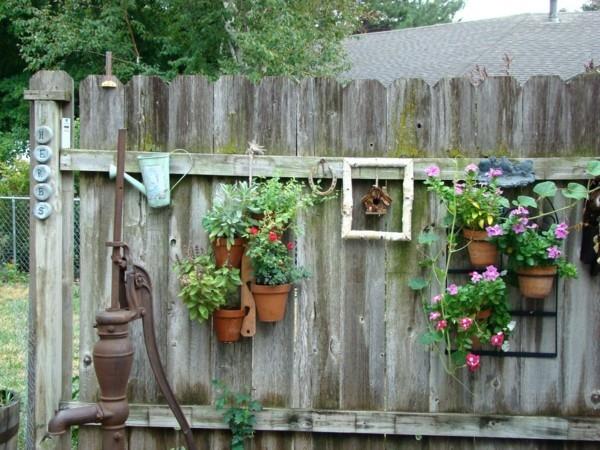 ρουστίκ διακόσμηση διακόσμηση κήπου διακοσμούν ξύλινο φράχτη
