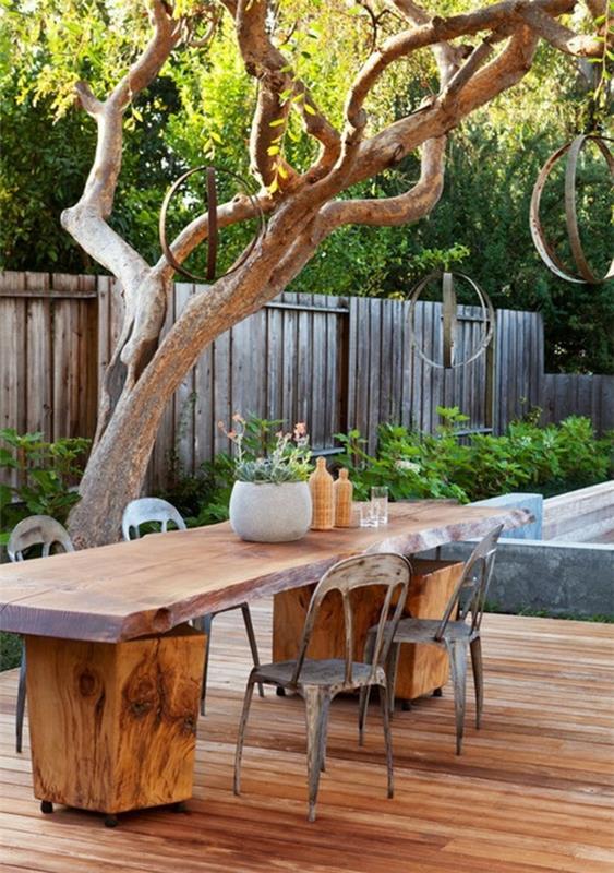 ρουστίκ διακόσμηση κρεμαστή διακόσμηση κήπο ξύλινο τραπέζι