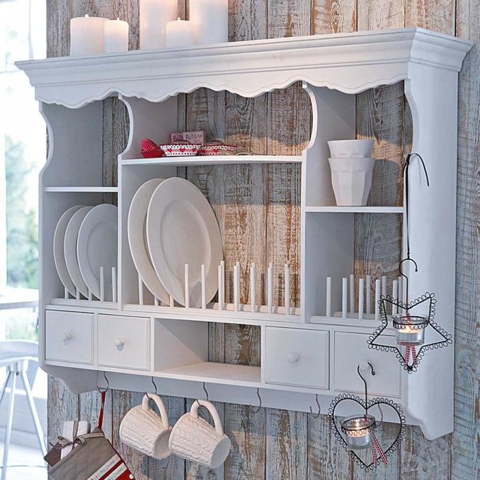 ρουστίκ ιδέες εσωτερικού σχεδιασμού shabby chic ράφι τοίχου κουζίνας