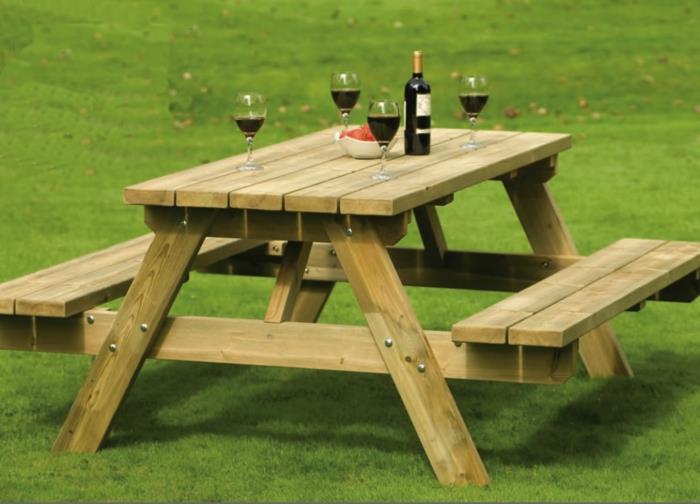 ρουστίκ έπιπλα κήπου σετ ξύλινο μασίφ ξύλο ξύλινο τραπέζι με παγκάκια