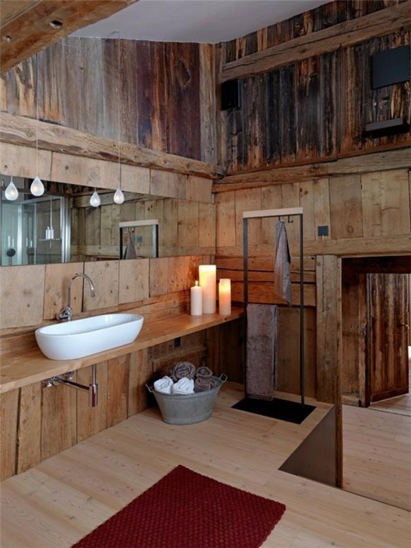 ρουστίκ ξύλινοι τοίχοι ιδέες σχεδιασμού τοίχου μπάνιου επένδυση τοίχου από ξύλο