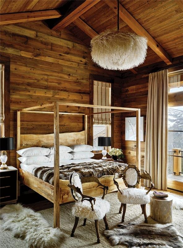 ρουστίκ ξύλινοι τοίχοι υπνοδωμάτιο εξοχικό ξύλινο τοίχο προφοράς