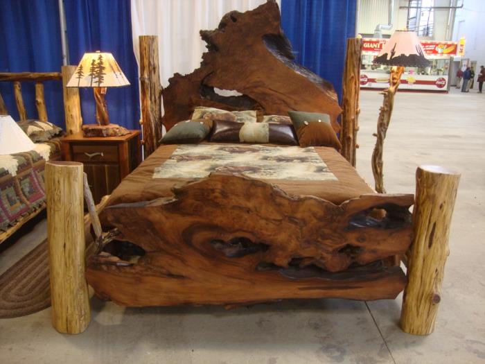 ρουστίκ έπιπλα διπλό κρεβάτι φυσικό ξύλο