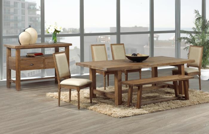 ρουστίκ τραπεζαρία τραπεζαρία set up χαλί deco