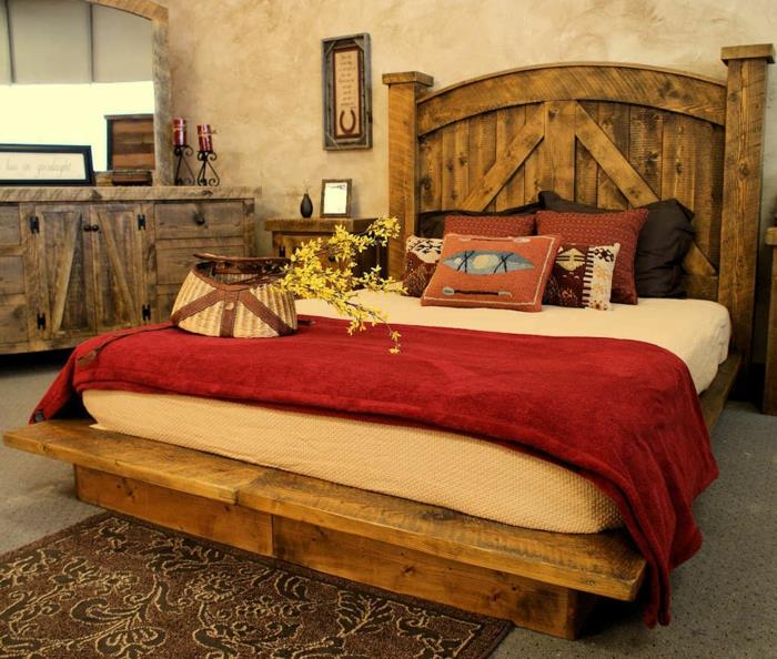 ρουστίκ έπιπλα υπνοδωμάτιο σε ύφος χωριάτικο διπλό κρεβάτι
