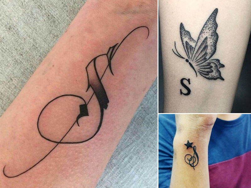 S raidžių tatuiruotės dizainas