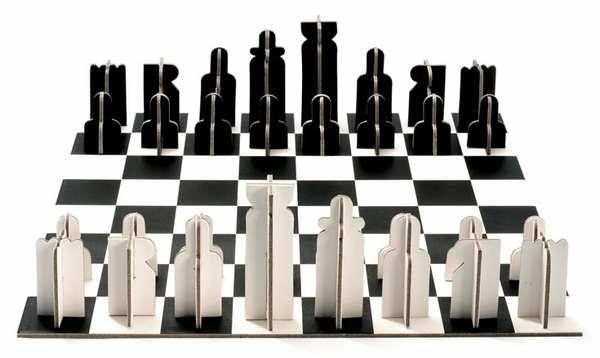 κομμάτια σκακιού χαρτόνι ασπρόμαυρο μινιμαλιστικό