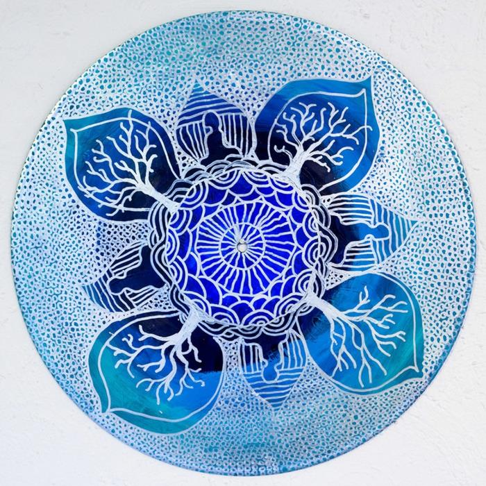 δίσκος βινυλίου mandalas μπλε λευκό λουλούδι