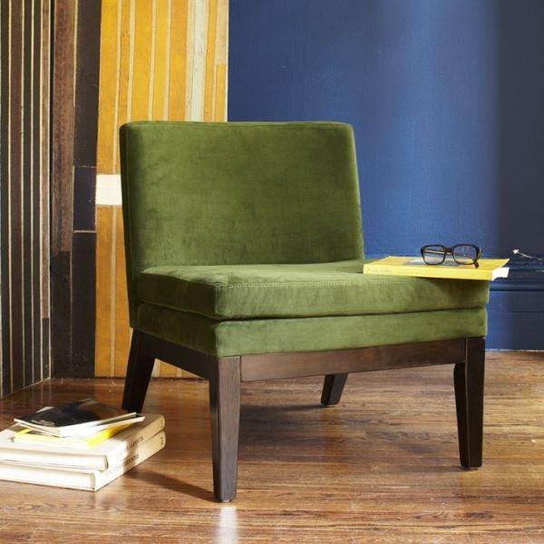 κομψά πράσινα έπιπλα βελούδινα μαλακή καρέκλα ανάγνωσης