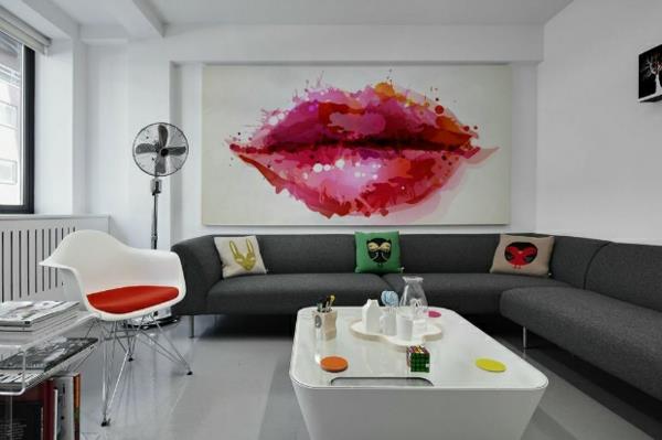 κομψή διακόσμηση τοίχου με φιλιά 3d λαμπερά χείλη