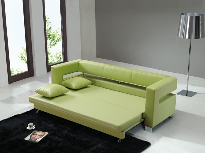 καναπές κρεβάτι σχεδιασμός πράσινο κομψό σαλόνι μαύρο χαλί