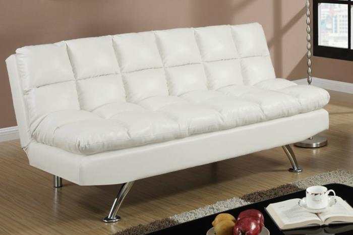 καναπές κρεβάτι σχεδιασμός δερμάτινη λευκή κομψή επίπλωση σαλονιού
