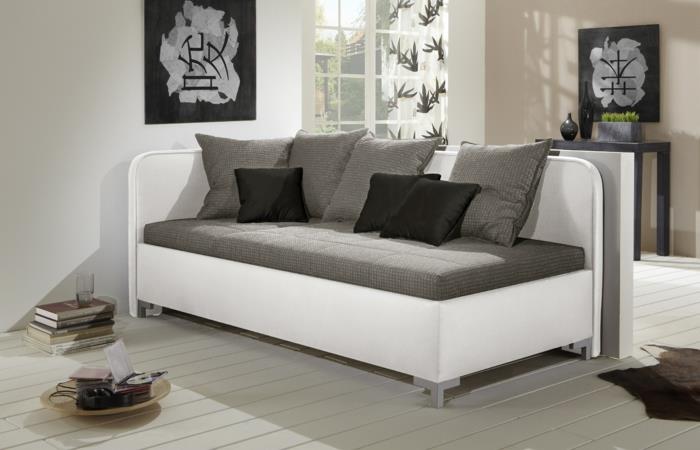 καναπές κρεβάτι καναπές κρεβάτι anteo συνθετικό δέρμα λευκό ξαπλωμένη επιφάνεια γκρι