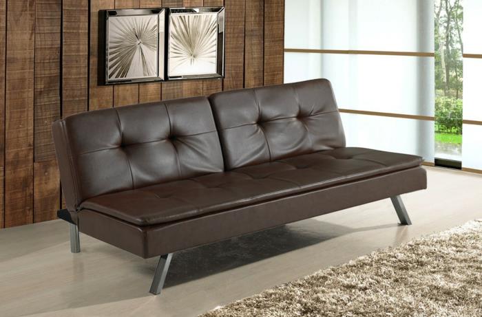 καναπές -κρεβάτι καναπές -κρεβάτι κρεβάτι επισκεπτών futon δέρμα καφέ