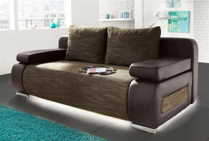 καναπές κρεβάτι καναπές κρεβάτι led κάτω από φωτισμό επικαλυμμένα έπιπλα καφέ