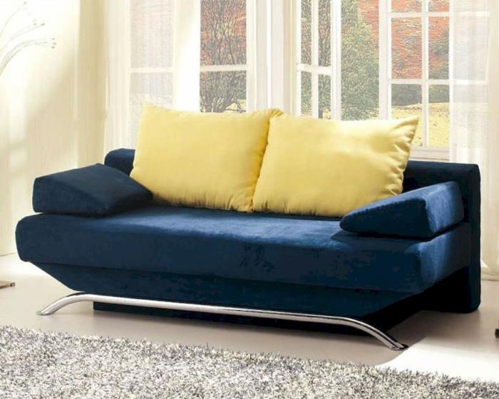καναπέδες -κρεβάτια μπλε κομψό φωτεινό ριχτάρι μαξιλάρια σαλόνι
