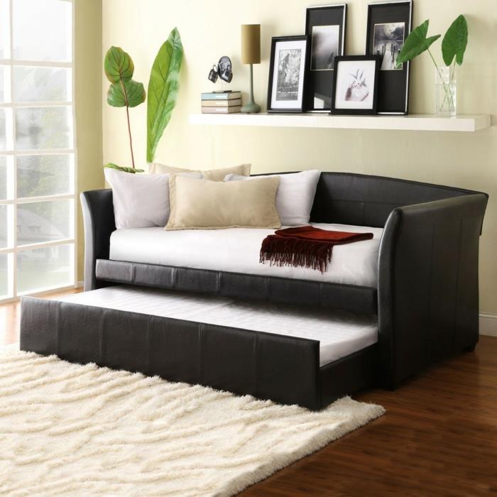 καναπέδες -κρεβάτια ιδέες σαλόνι επιπλωμένα λειτουργικά έπιπλα λευκό χαλί