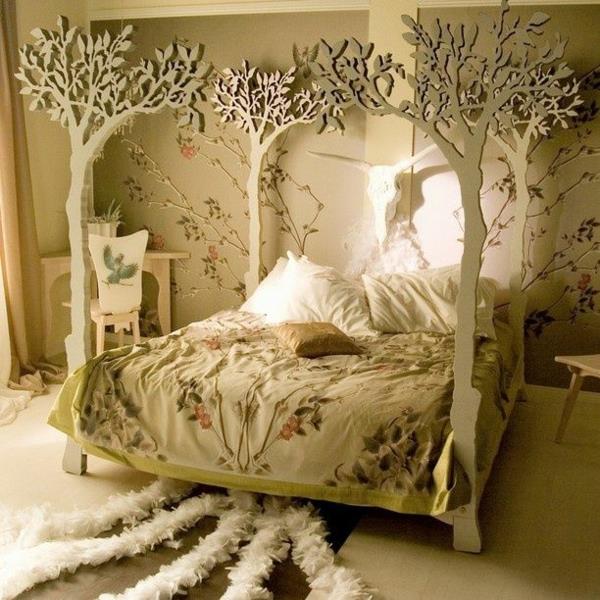 υπνοδωμάτιο τοίχο σχέδιο θόλο κρεβάτι μοτίβο δέντρου