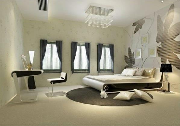 ιδέες σχεδιασμού υπνοδωματίου ασπρόμαυρο λευκό κρεβάτι