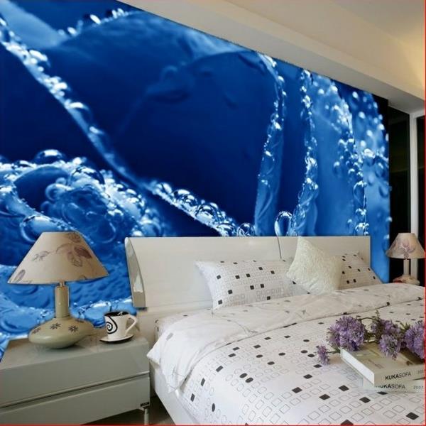 υπνοδωμάτιο υπνοδωμάτιο σχεδιασμός τοίχου μπλε λευκό κρεβάτι