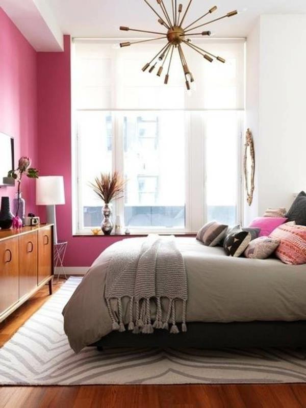 σχεδιασμός κρεβατοκάμαρας όμορφες ιδέες διακόσμησης ροζ χρώμα τοίχου