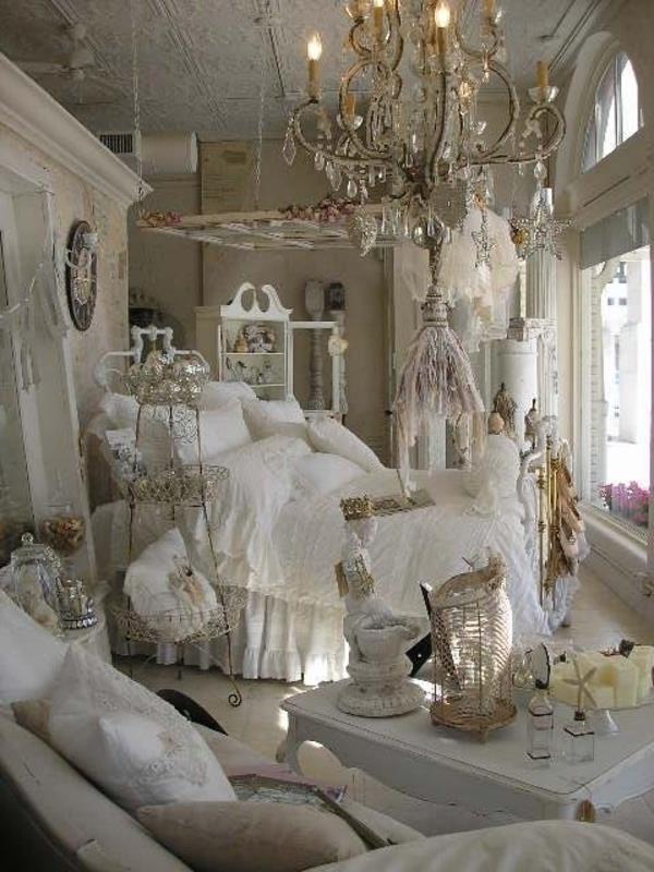 σχέδιο κρεβατοκάμαρας shabby chic επίπλωση στυλ λευκό