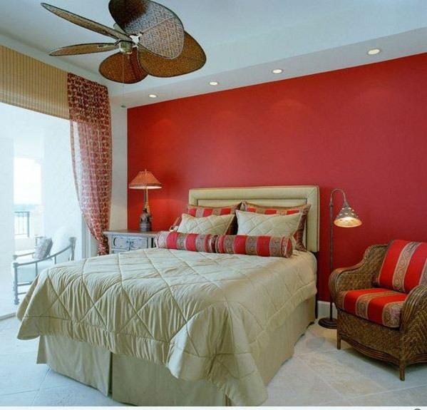 ιδέες σχεδιασμού υπνοδωματίου κόκκινες πινελιές κρεβάτι