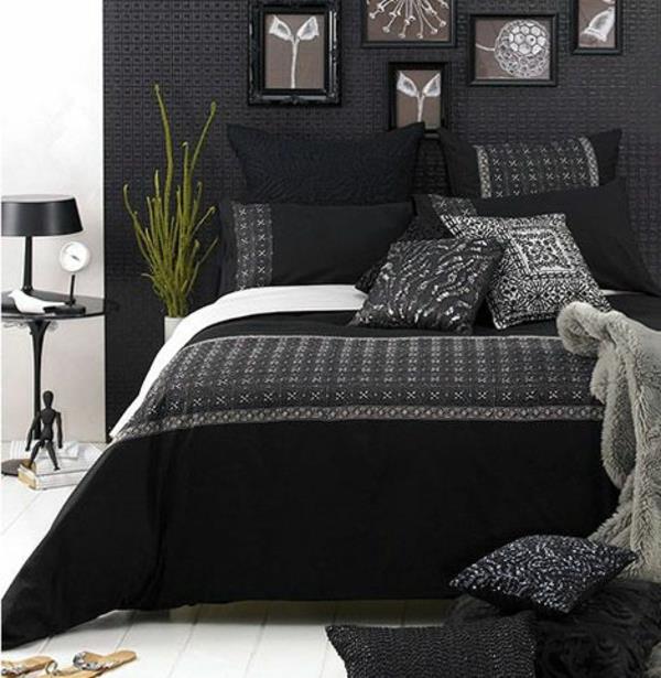 ιδέες σχεδιασμού υπνοδωματίου μαύρο κρεβάτι