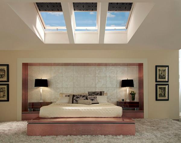υπνοδωμάτιο επιπλωμένο παράθυρο οροφής χαλί βαθιά σωρό
