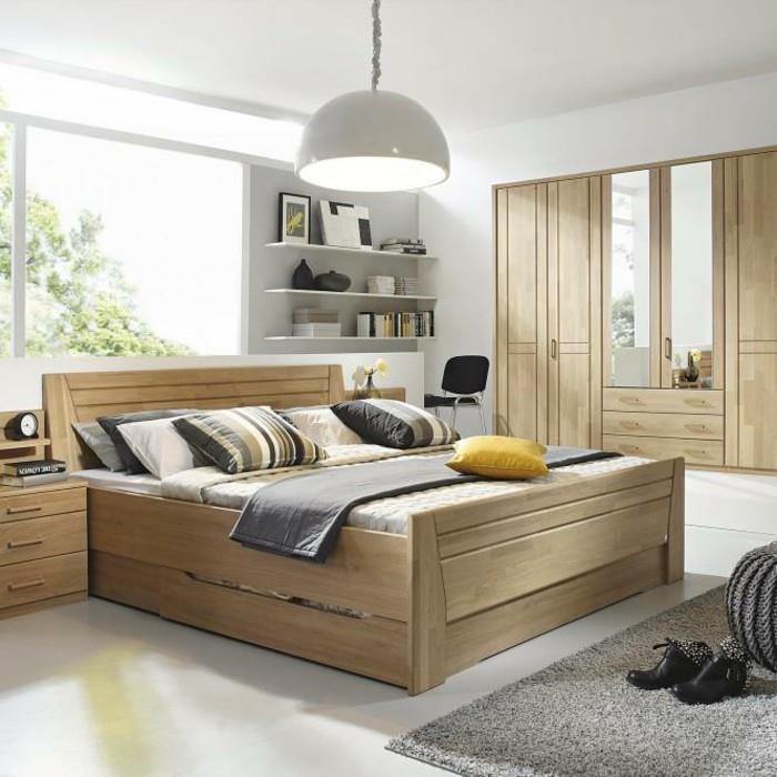 υπνοδωμάτιο επιπλωμένο σε ανοιχτό ξύλο μοντέρνο στυλ