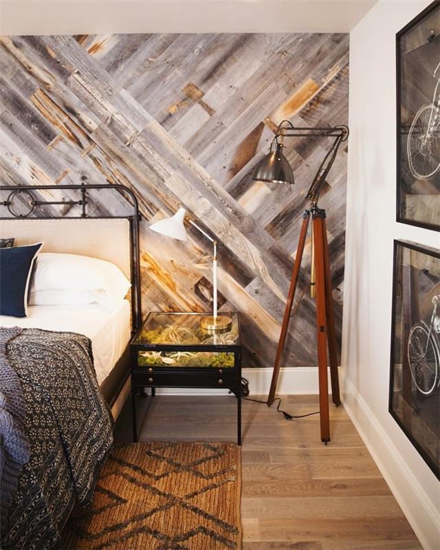 Επιπλώστε ένα υπνοδωμάτιο με όμορφο σχεδιασμό τοίχου και ένα φανταχτερό βοηθητικό τραπέζι
