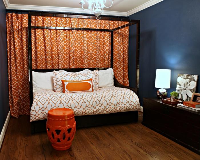 ιδέες επίπλωσης κρεβατοκάμαρας σχεδιασμός δωματίου επισκεπτών όμορφα σχέδια πορτοκαλί τόνους