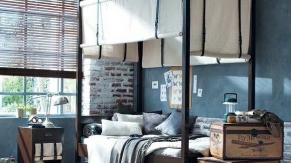 ιδέες επίπλωσης κρεβατοκάμαρας κρεβάτι με κουρτίνες