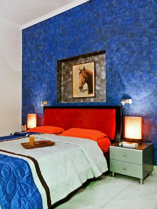 χρώματα κρεβατοκάμαρας μπλε σχεδιασμός τοίχου