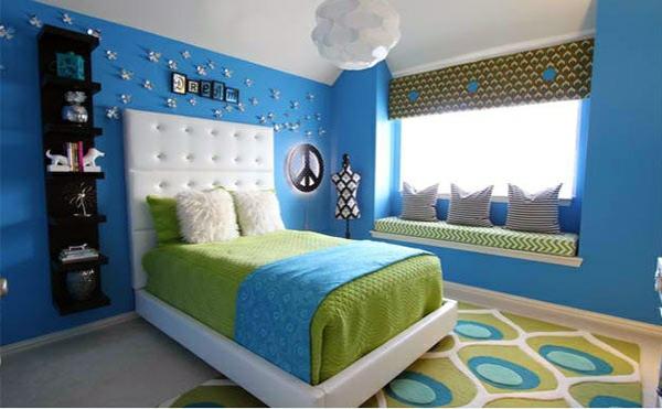 υπνοδωμάτιο χρώματα ιδέες μπλε τοίχο χρώμα πράσινο σχέδιο του δωματίου