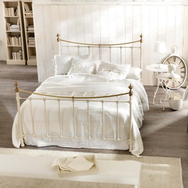 κρεβατοκάμαρα σχεδιασμός μεταλλικό κρεβάτι λευκό πλαίσιο κρεβάτι χρυσό πουριστικό έπιπλα δωματίου shabby chic