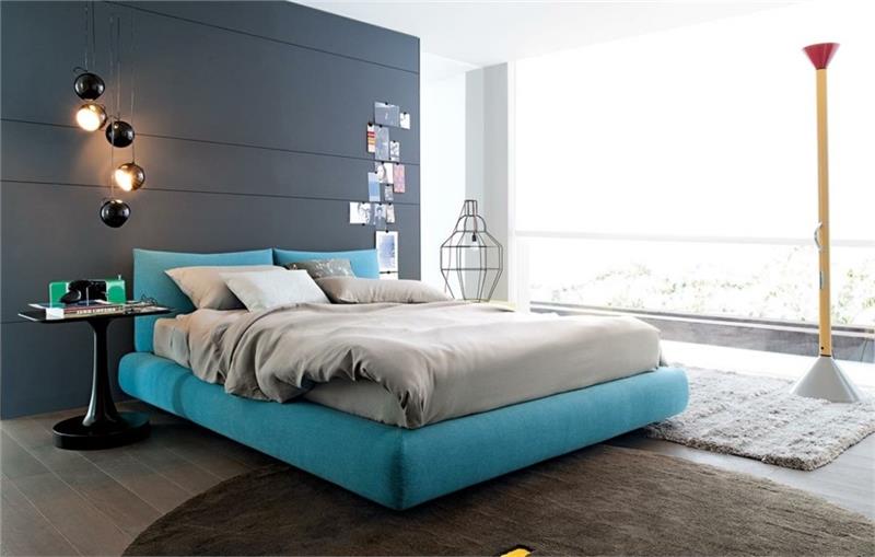 υπνοδωμάτιο σχεδιασμός μοντέρνο κρεβάτι οβάλ χαλί