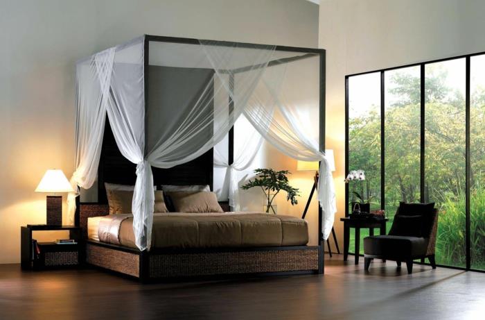κρεβατοκάμαρες ιδέες θόλο κρεβάτι θόλο κρεβάτι μπαλί λευκές κουρτίνες ξύλινο πλαίσιο