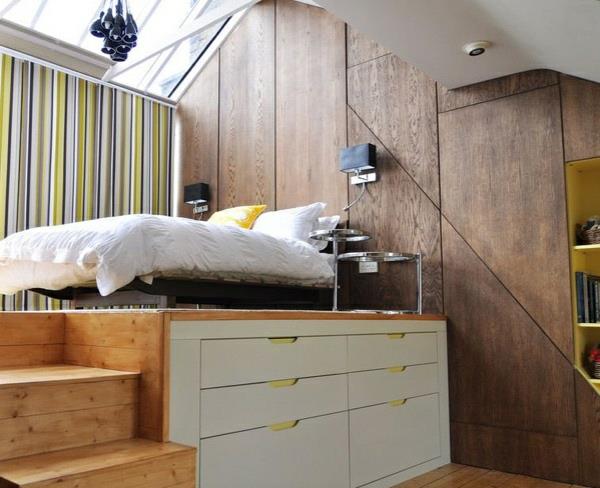 ιδέες κρεβατοκάμαρας κρεβάτι τοίχου ξύλο