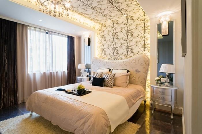ιδέες κρεβατοκάμαρας σχεδιασμός τοίχου floral μοτίβα αρωματίζουν το υπνοδωμάτιο