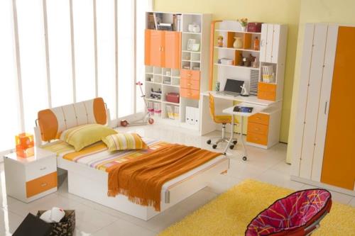 υπνοδωμάτιο σε πορτοκαλί γραφείο υπολογιστή πτυσσόμενα έπιπλα νεολαίας