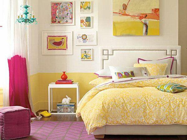 υπνοδωμάτιο μοντέρνο σχέδιο νεανικό δωμάτιο κίτρινο κλινοσκεπάσμα