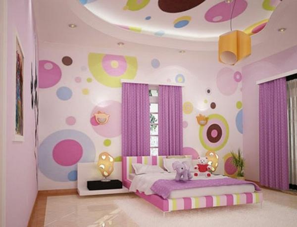 υπνοδωμάτιο διακόσμηση τοίχου σχεδιασμός ροζ μοβ