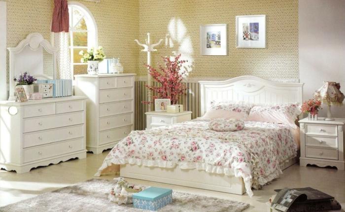 ιδέες ταπετσαρίας κρεβατοκάμαρας shabby chic στιλ ντεκό