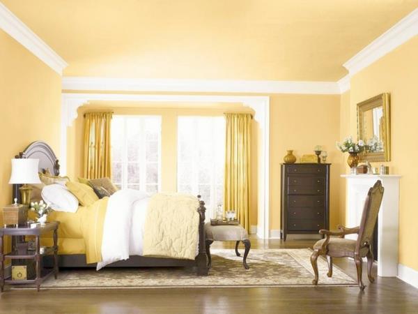 υπνοδωμάτιο βαφή τοίχου κίτρινο χρώμα παλέτα ιδέες βαφής τοίχου