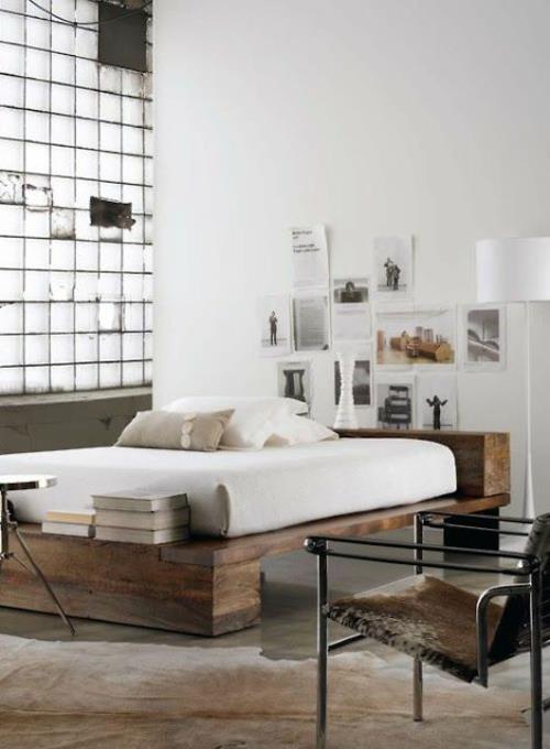 υπνοδωμάτιο σχεδιασμός τοίχου mnimalistic ασιατικό ξύλινο κρεβάτι