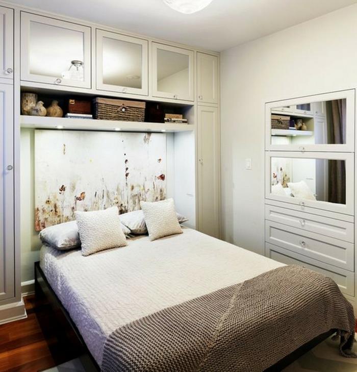 υπνοδωμάτιο λευκό δροσερό κρεβάτι κεφαλάρι χώρος αποθήκευσης μικρό υπνοδωμάτιο