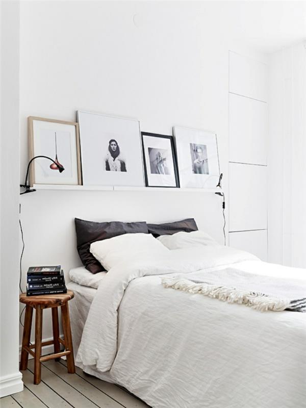 υπνοδωμάτιο λευκό ράφι τοίχου σκανδιναβικού στιλ