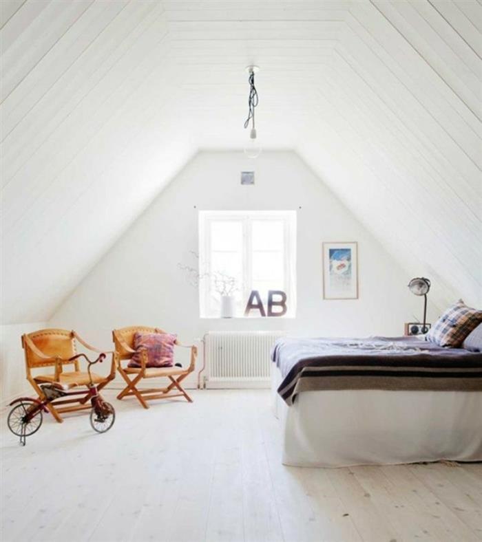 υπνοδωμάτιο λευκό vintage ξύλινο δάπεδο διακοσμητικό περβάζι παραθύρου